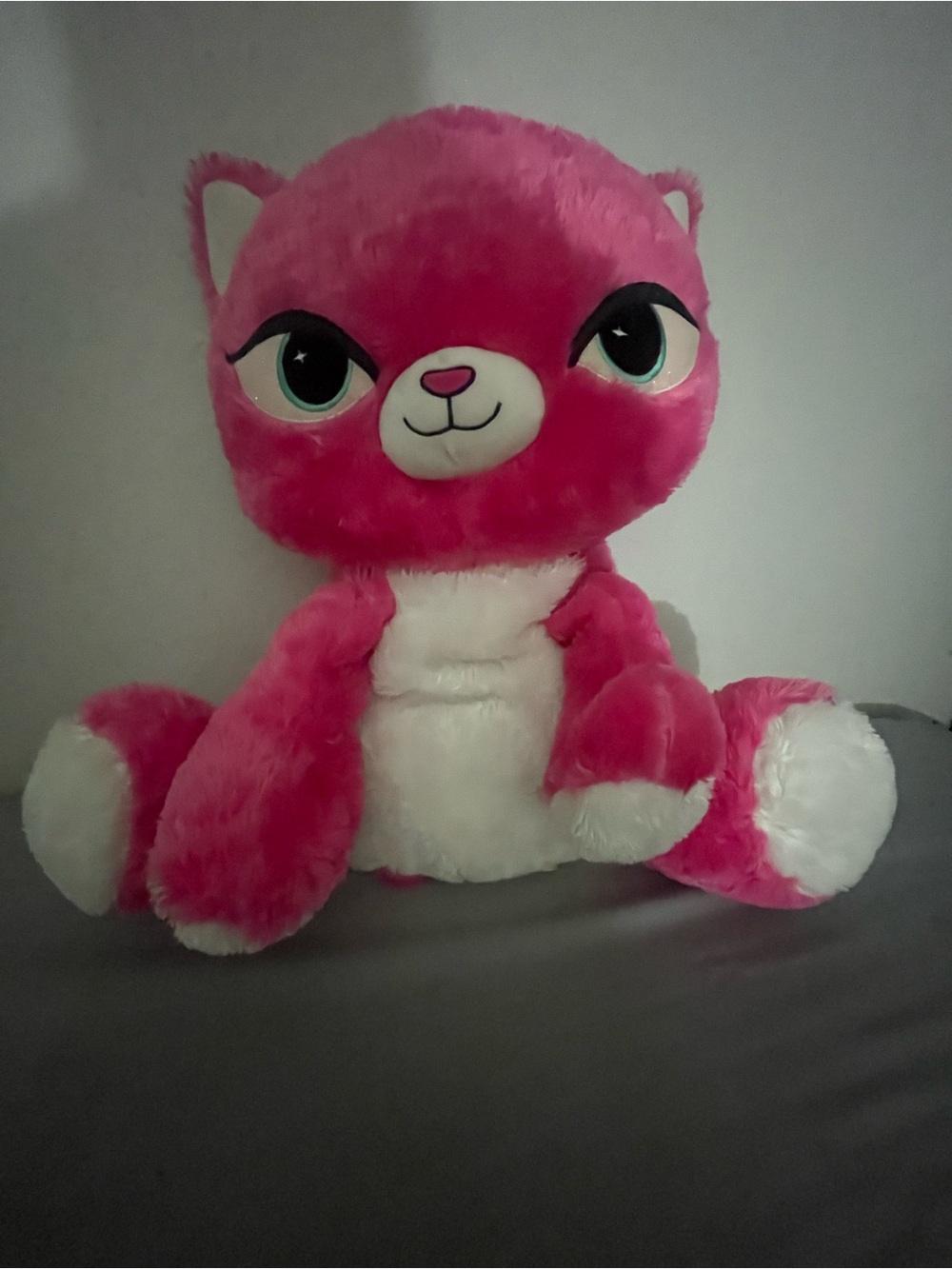 Plush Pink and White Stuffed Animal Toy - Soft Cuddly Companion